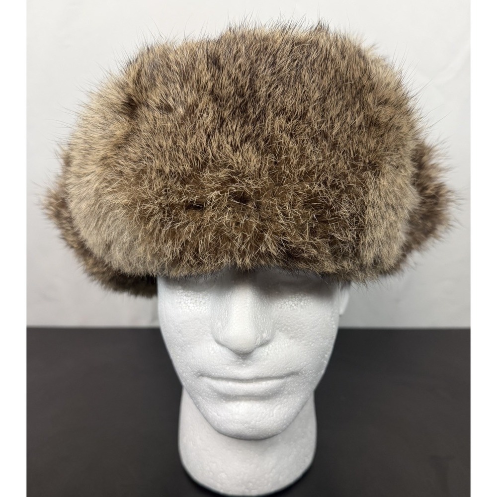 Mad Bomber Khaki Rabbit Fur Trapper Hat Size Large Winter Hunting Aviator